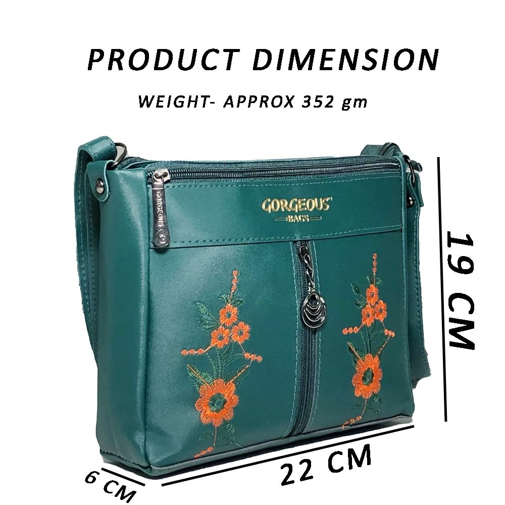 RSINC Cross Body Bag | Structured Shoulder Bag | Faux Leather Casual Flower Print Crossbody Daytrip Shoulder Women Sling Bag |  Z Green Green Bag