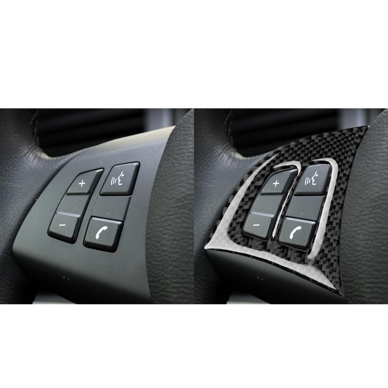 Real Carbon Fiber Car Accessories Driver Wheel Button Trim Cover Soft Sticker For BMW X5 E70 2008 2009 2010 2011 2012 2013