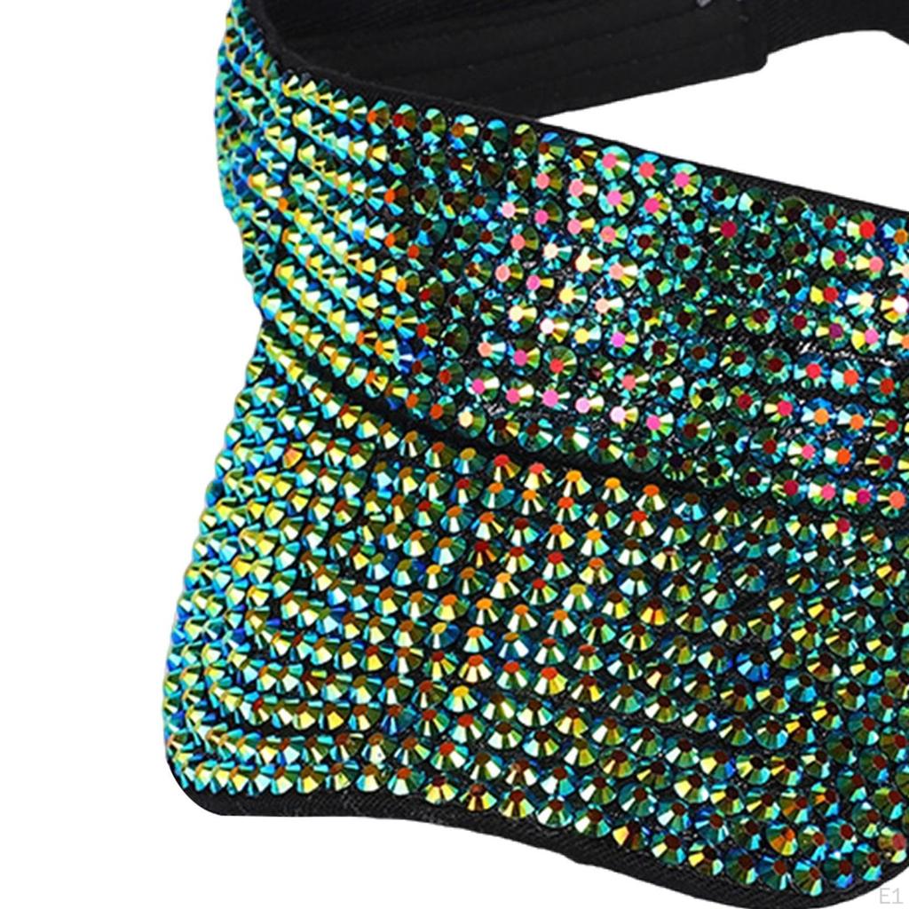 Rhinestone Sport Sun Visor Hat Adjustable Summer Cap Fashion Casual Windproof Protection for