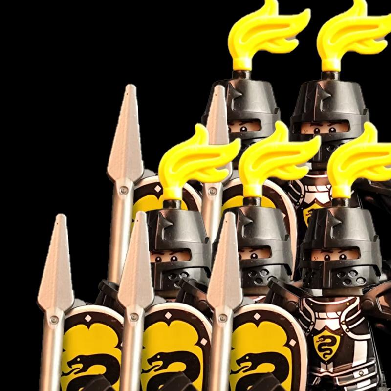 MOC Medieval Knight Castle Figures Building Blocks Weapon Wolf Swordsmen Guard Bow Arrow Shield Flags Warhorse Toys Gifts S002