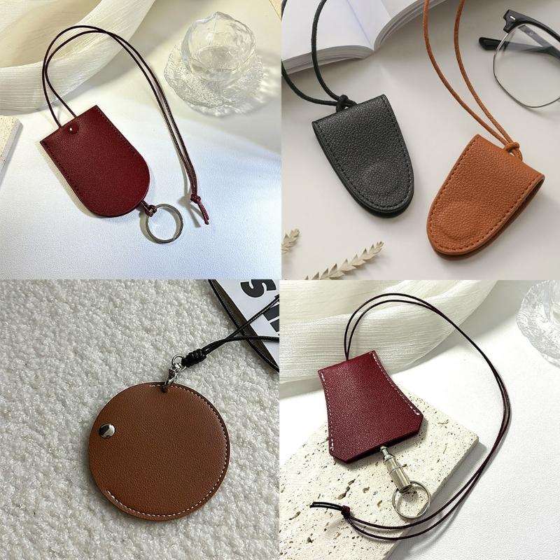 Leather Travel Accessory Holder Versatile Leather Bag with Easy to Use Buckles Straps Practical Neckalce Pouches
