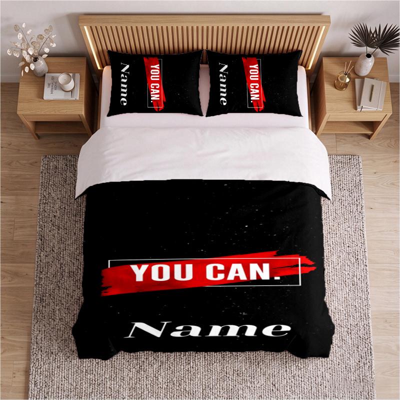 Positive energy and optimism (1) Custom Name Bedding Set 3 Pieces Bed Set Includes 1 Duvet Cover and 2 Pillowcases Soft Bed Set for Bedroom Decor Gift