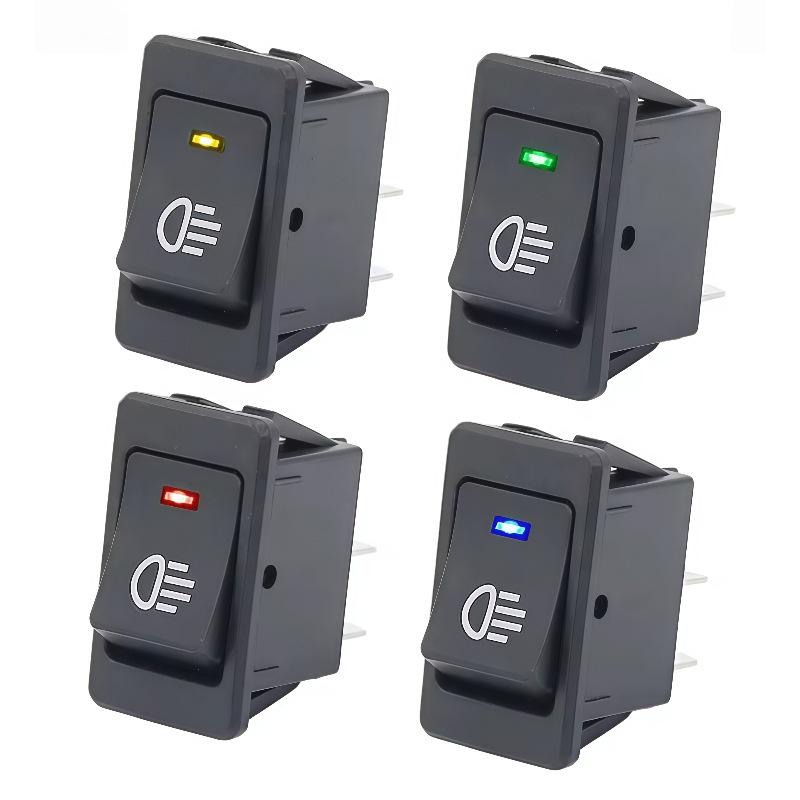 LED Rocker Fog Light Switch ASW-17D for Auto/Motorcycle, Red/Yellow/Blue/Green, 12-24V