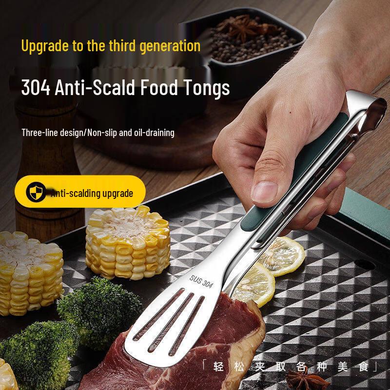 304 Stainless Steel Anti-scald BBQ Food Tongs Set