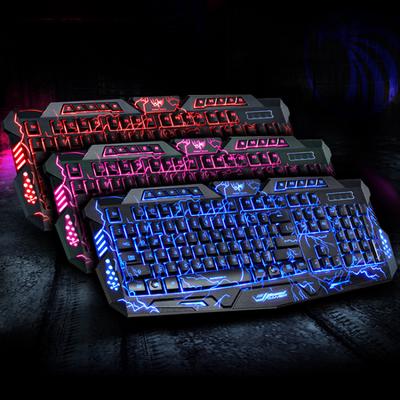 Gaming Keyboard LED 3-Color USB Wired Backlit Waterproof Computer Crack Ergonomic Keyboard