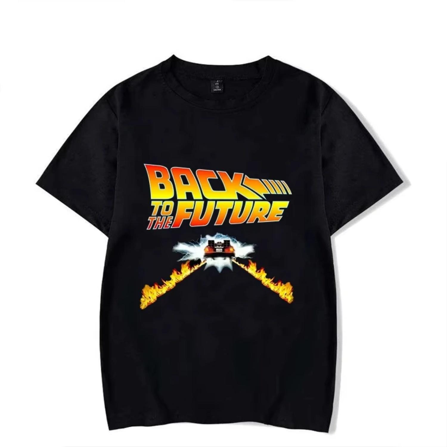 

Hot Back To The Future Printed T Shirts Unisex Casual Tops Summer Fashion Short Sleeve Harajuku Cotton T Shirts Tops S чёрный