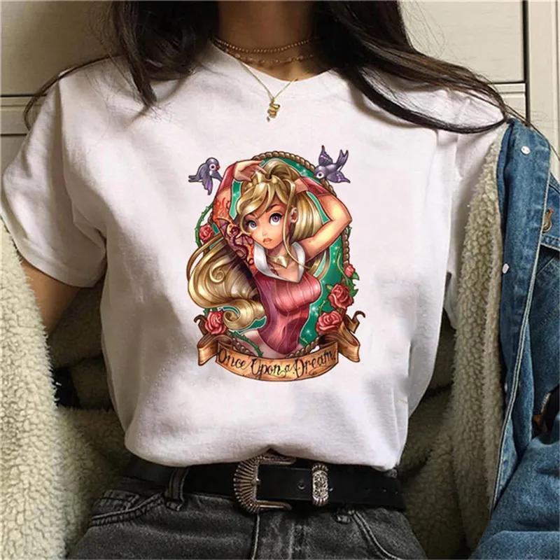 T-shirt Unisex New Punk Princess Jasmine Printed Fashion T Shirts 90s Kawaii Graphic Tops Harajuku O Neck Tee