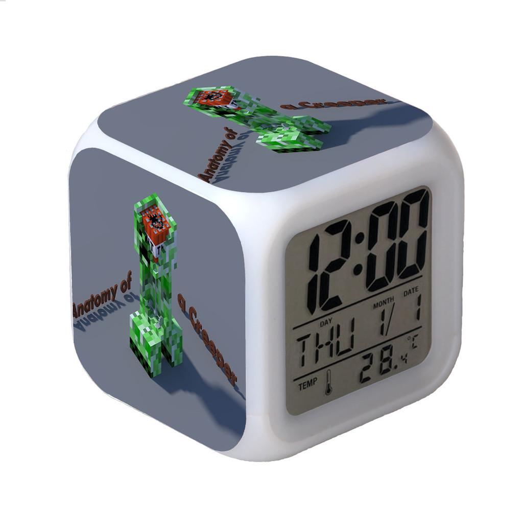 Minecraft Alarm Clock Led Night Light Colourful Changing Desktop Decoration