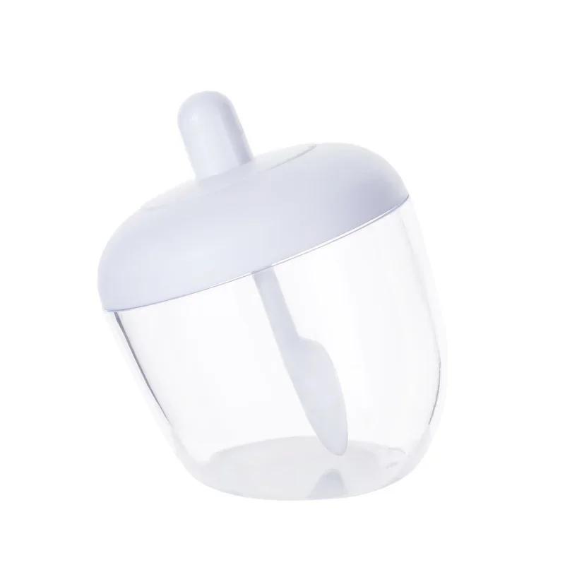 Circular Japanese Kitchen Spice Jar Seasoning Containers with Spoon, Transparent, Creative, Moisture - Proof, Dust