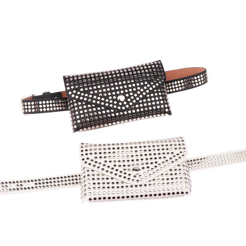  Luxury Rivet Waist Bag Pu Leather Chest Bag Trendy Punk Fanny Small Belt Bag Phone Bags Purse For Women Girls Gifts