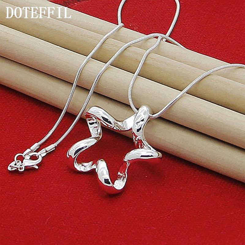Xiaomi DOTEFFIL 925 Sterling Silver Starfish Pendant Necklace 16-30 Inch Snake Chain Fashion Wedding Engagement Jewelry
