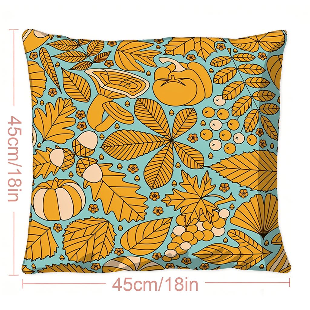 1ks povlak na polštář s potiskem dýní, polyester, bytový dekor, povlak na polštář do auta, potah na polštář na pohovku, bytový dekor 45x45cm