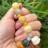 Multi-colored Natural Lotuses & Bodhi Root Bracelet with Cat Paw Charms