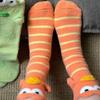 Cartoon Plush Mid Calf Socks Big Eye Couple Funny Keep Warm Clownfish Color Block Soft Autumn And Winter Women Casual Home Socks
