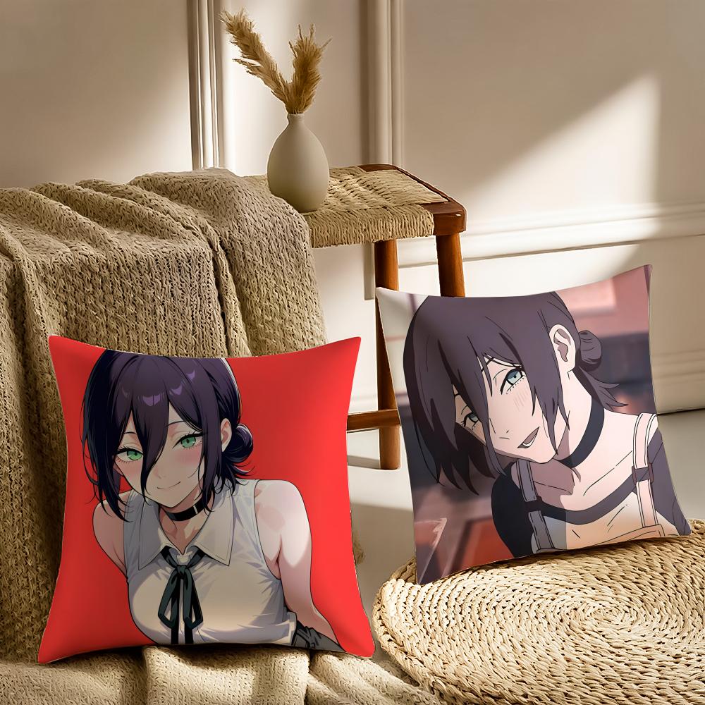 Anime R-Raze Chainsaw Sexy Pillow Case Silky Short Plush with Invisible Zipper Dustproof Sofa Cushion Cover for Home Decor