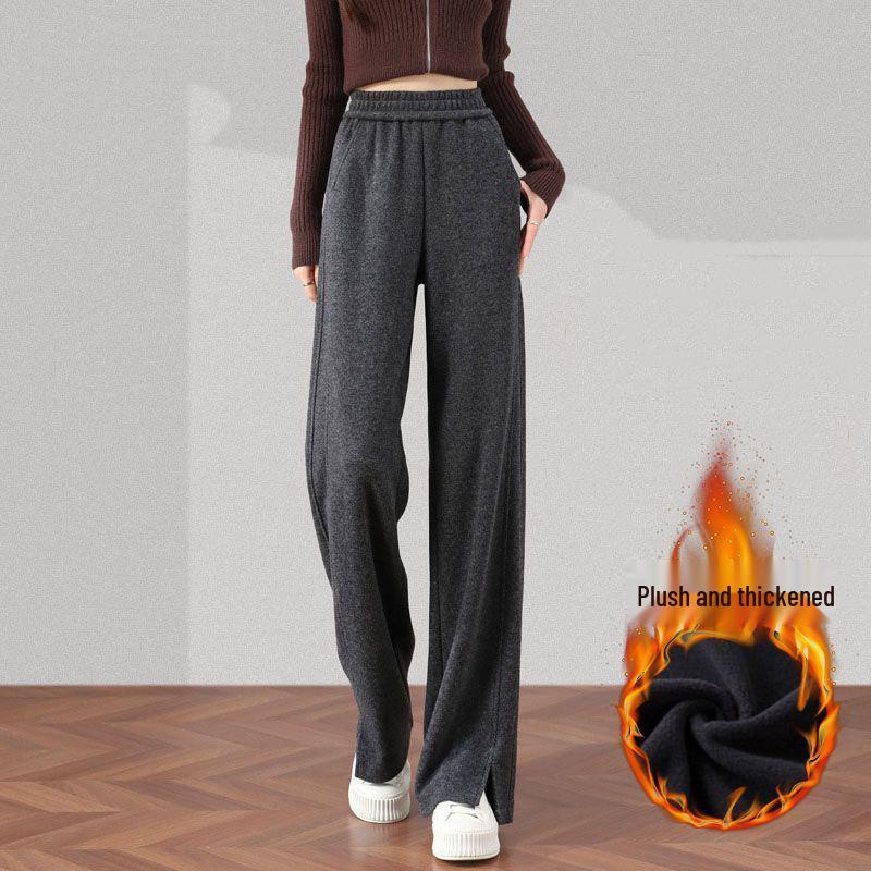 

Женские шерстяные брюки большого размера с флисовой подкладкой, в елочку, прямого кроя - с высокой посадкой, универсальные, осенне-зимние, повседневные, широкие штанины 3XL (165-195 lbs)