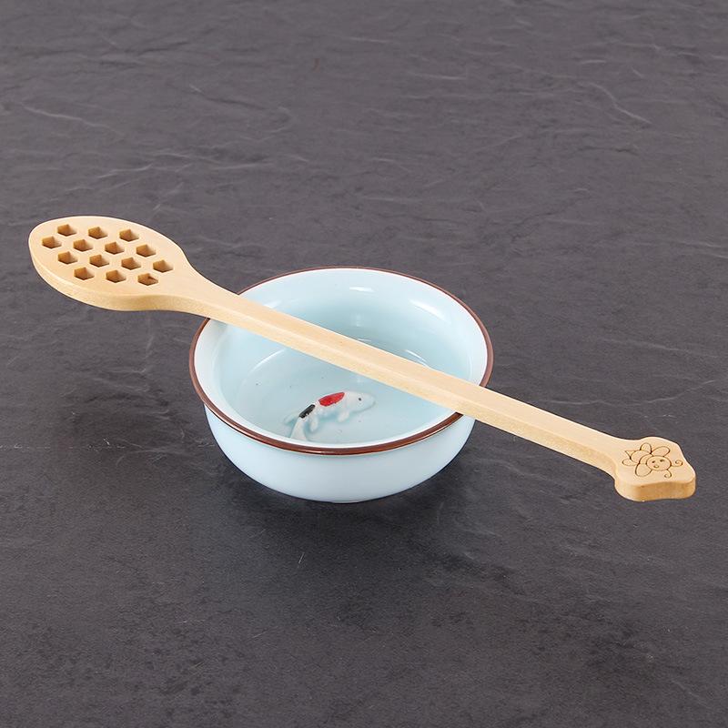 100pcs New Coffee Long Handle Wooden Spoon Household Items Tableware Stirring Honey Tea Scoops