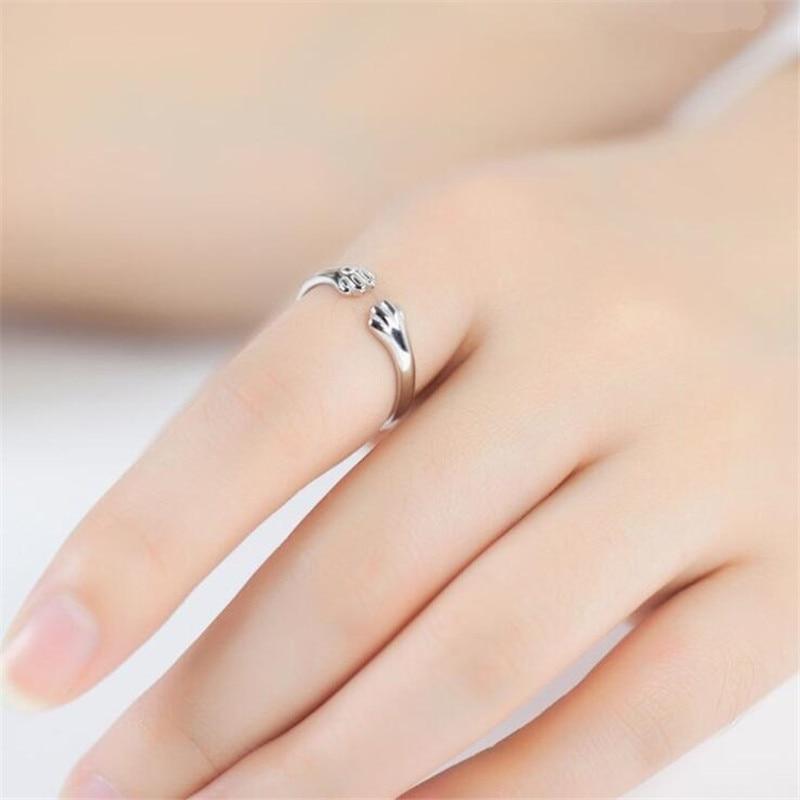 Popular Cute Animal 925 Sterling Silver Jewelry Fashion Personality Cat Claw Temperament Exquisite Opening Rings  R090