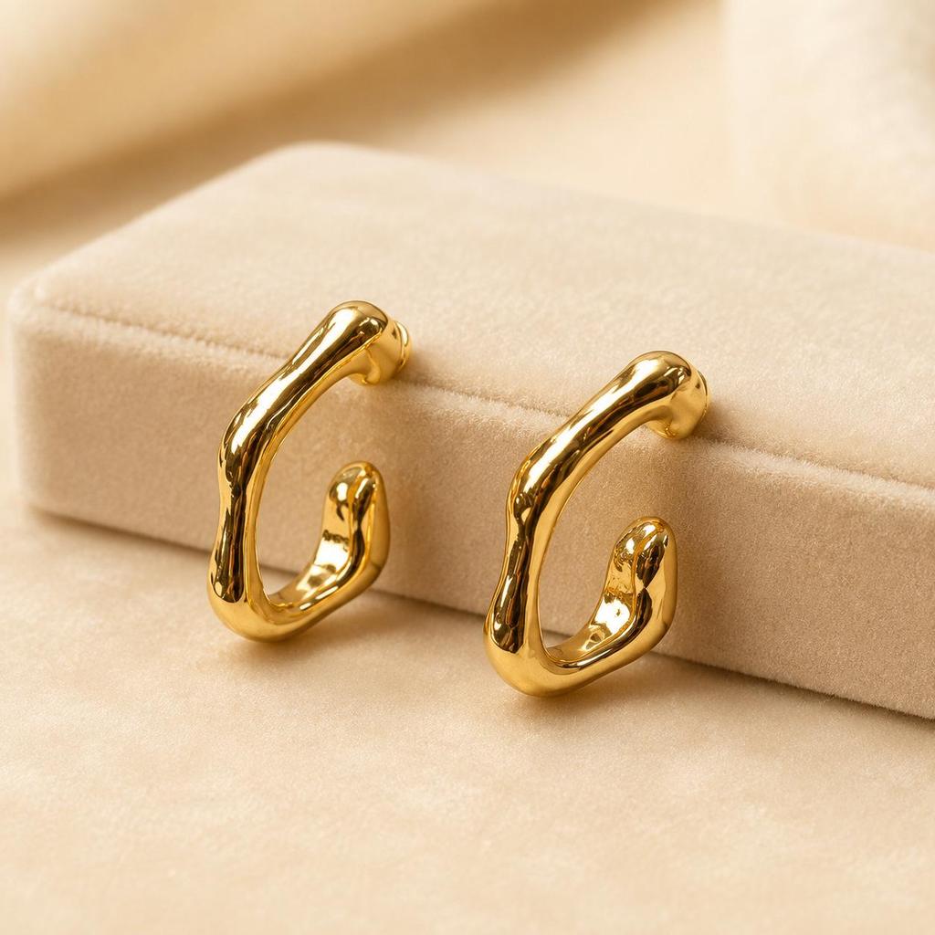 Irregular Shape Gold Stainless Steel Earrings - Niche High-End French Fashion Jewelry