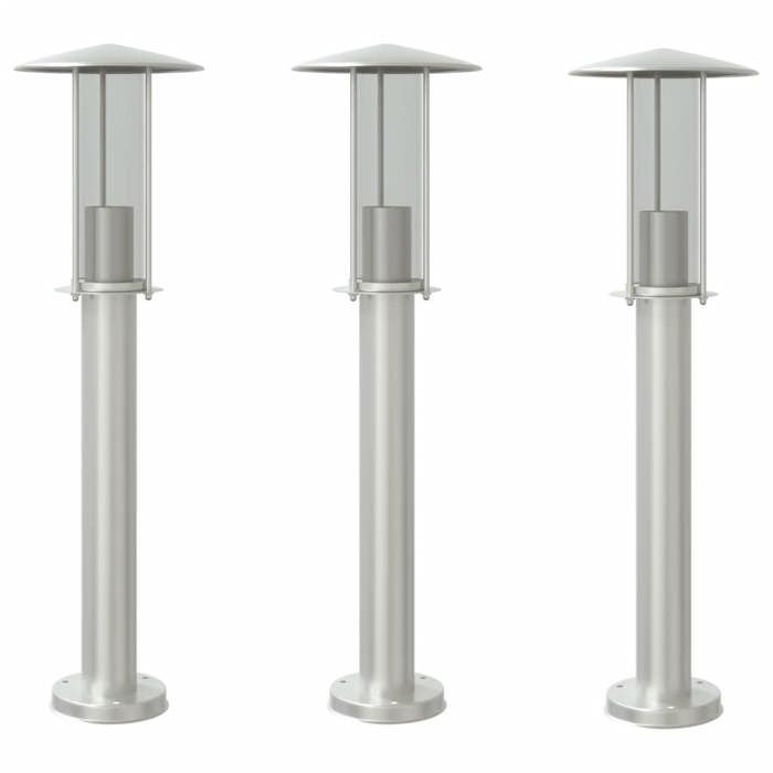 VidaXL Lampadaires d'extérieur 3 pcs argenté 60 cm acier inoxydable, éclairage au sol d'extérieur, éclairage au sol de 4006350