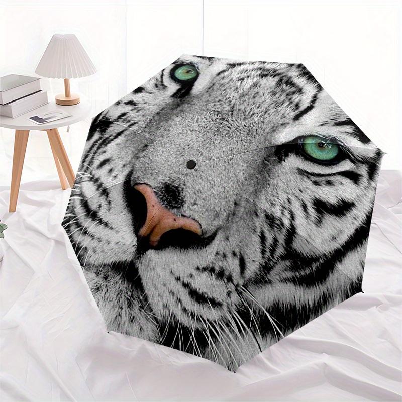 "White Tiger Face: A Majestic Wildlife Artwork for Your Space"Umbrella, Portable 3-Fold Compact Umbrella for Men & Women ES16