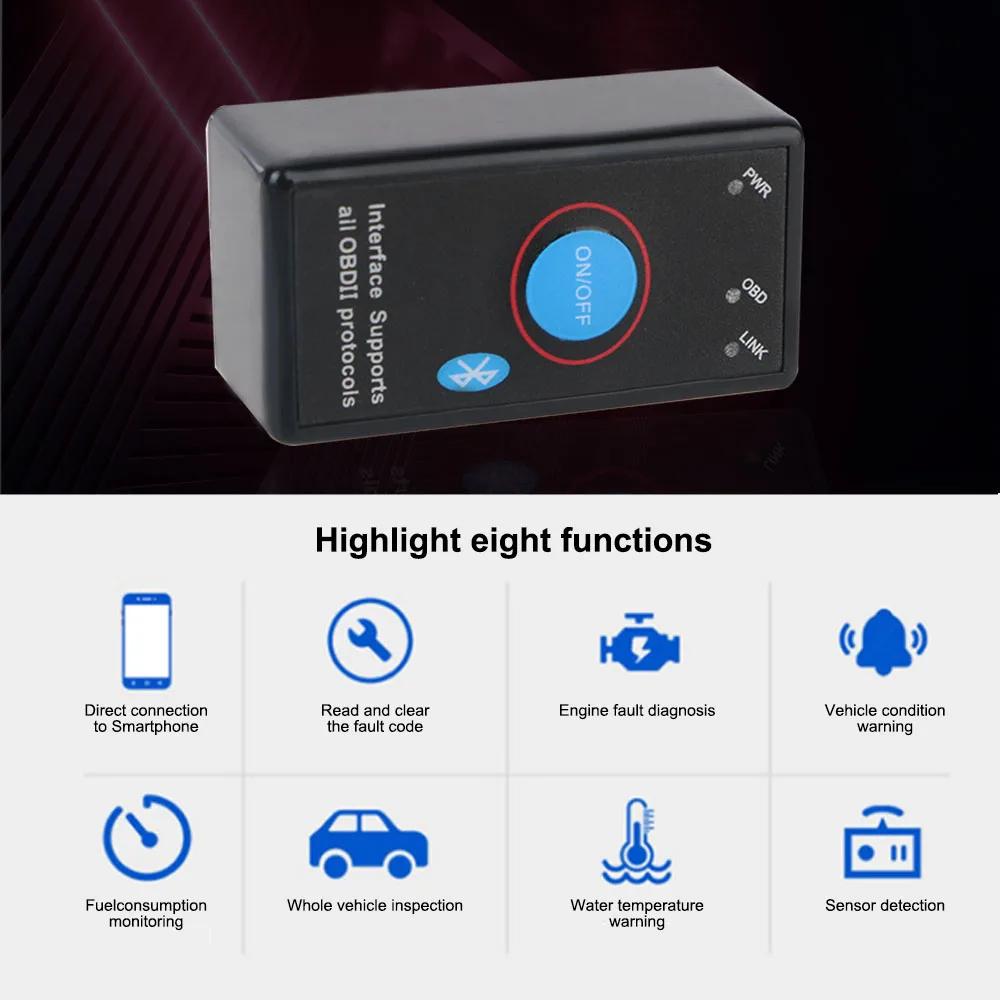 Bluetooth ELM327 V15 OBD2 Car Diagnostic Tool with On/Off Switch Wireless Scanner for Android Car Codes Repair Car Scanner