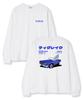 TI.GLAKE Surfing Car Oversized Long Sleeve T-Shirt White [Select Ribbed Sleeves]
