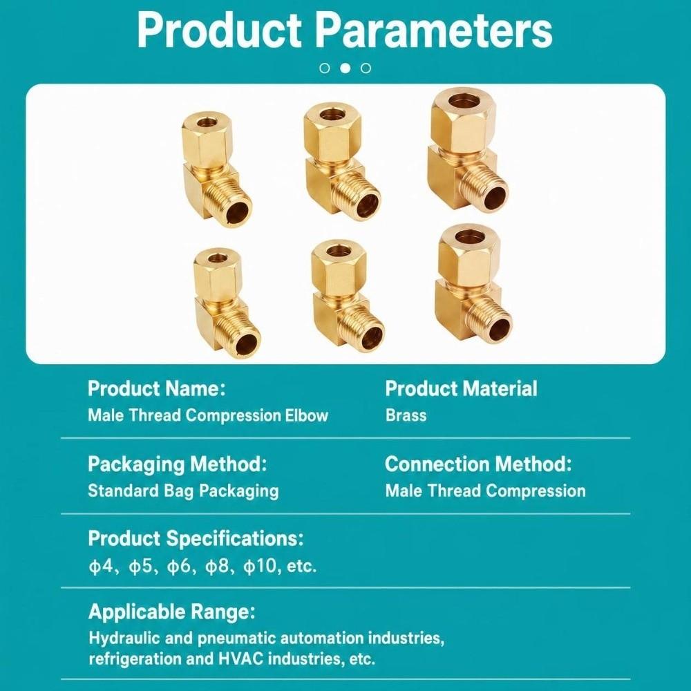 External Thread Compression Tube Fitting 90 Degree Male Elbow Connector Easy Install Tube Elbow