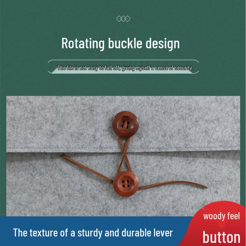 Felt Button-Closure File Bag for Office, Student, Tablet, and Exam Papers - Customizable