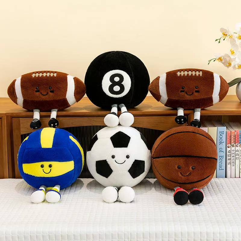 Latest Football, Basketball, Rugby Doll Kawaii Plush Toy Doll Cartoon Anime Cute Children's Birthday Gift Doll Christmas