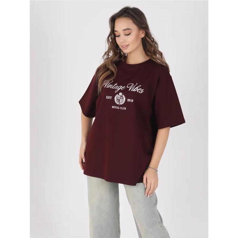 American Retro 2025 Oversized T-Shirt: Trendy High-End Print, Short Sleeve Summer Design