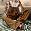 Men's Japanese Retro Reversible Neutral Overalls - Orange & Brown, Loose-Fit, Couple's Style.