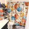 Fall Pumpkin Maple Leaf Shower Curtain with Autumn Thanksgiving Pattern, Waterproof Seasonal Bathroom Decor for Home