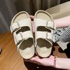 Fashion 2025 Women Summer Casual Women Shoes Retro Trend With Buckle Slippers Comfortable Beach Slippers Round-headed Slippers