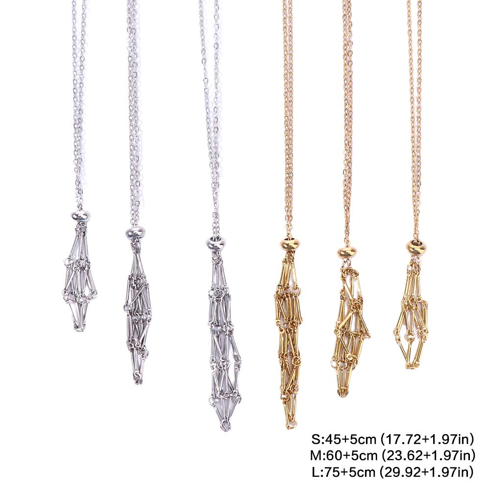 DIY Edelstahl Halskette Metallkette Strasshalter Halskette Kristallkäfig Halskette Geschenke