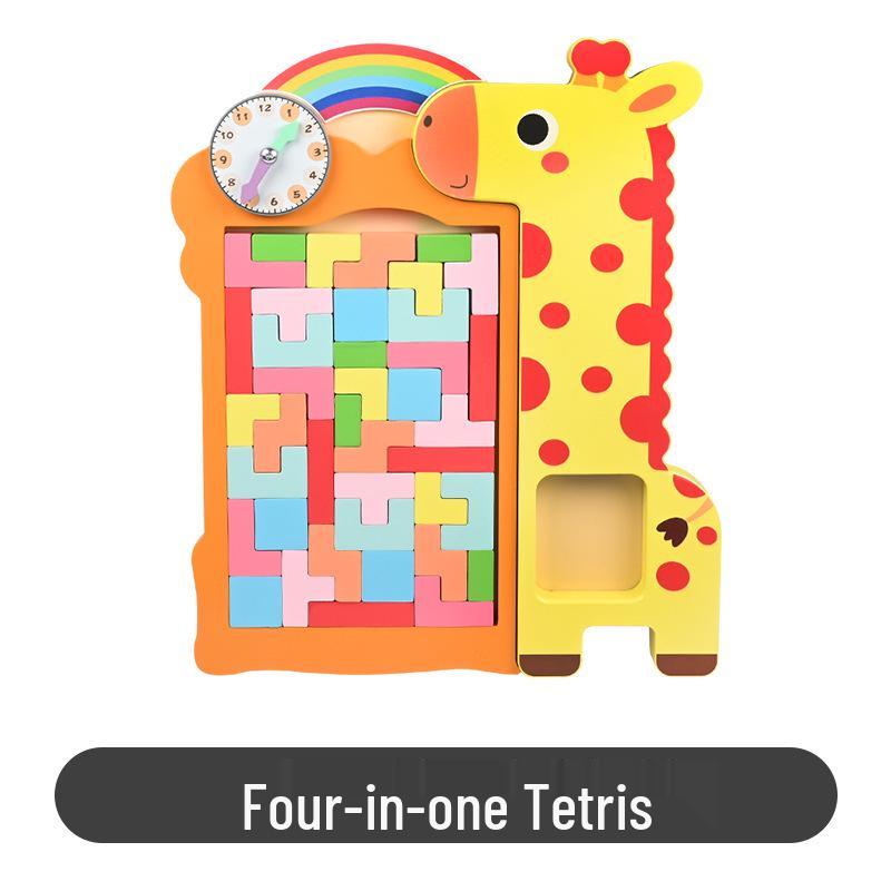 Educational Wooden Baby Brain-Teasing Creative Giraffe Tetris Building Blocks