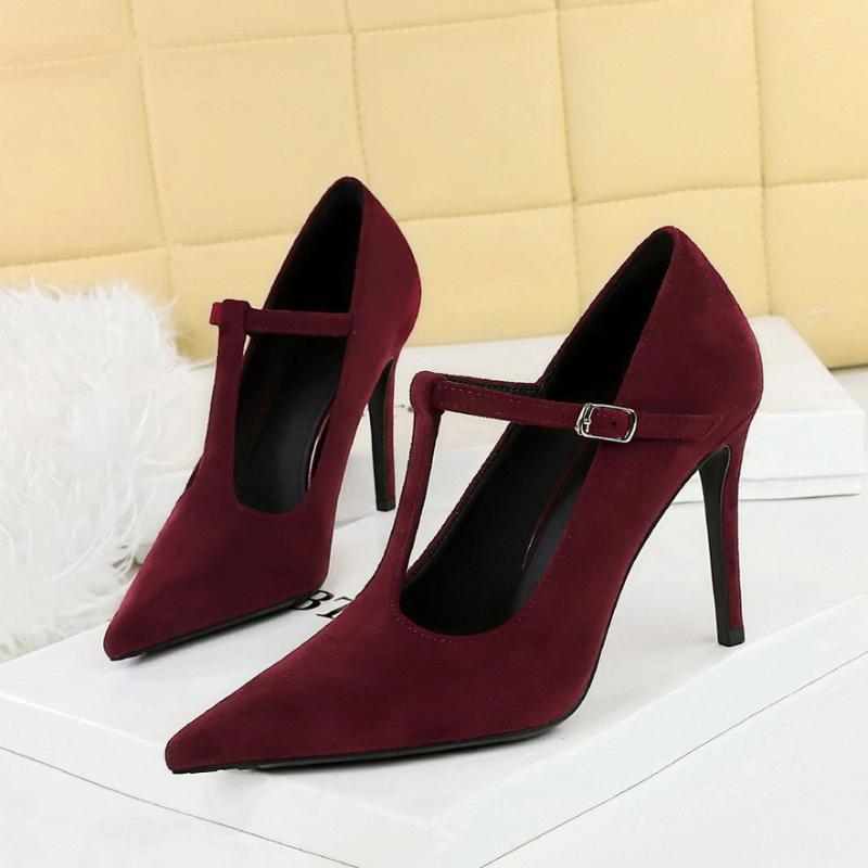 

Fashion European And American Style High Heels Super High Heels Shallow Mouth Suede T-String Single Shoes Nightclub Women s Shoe Elegant 34
