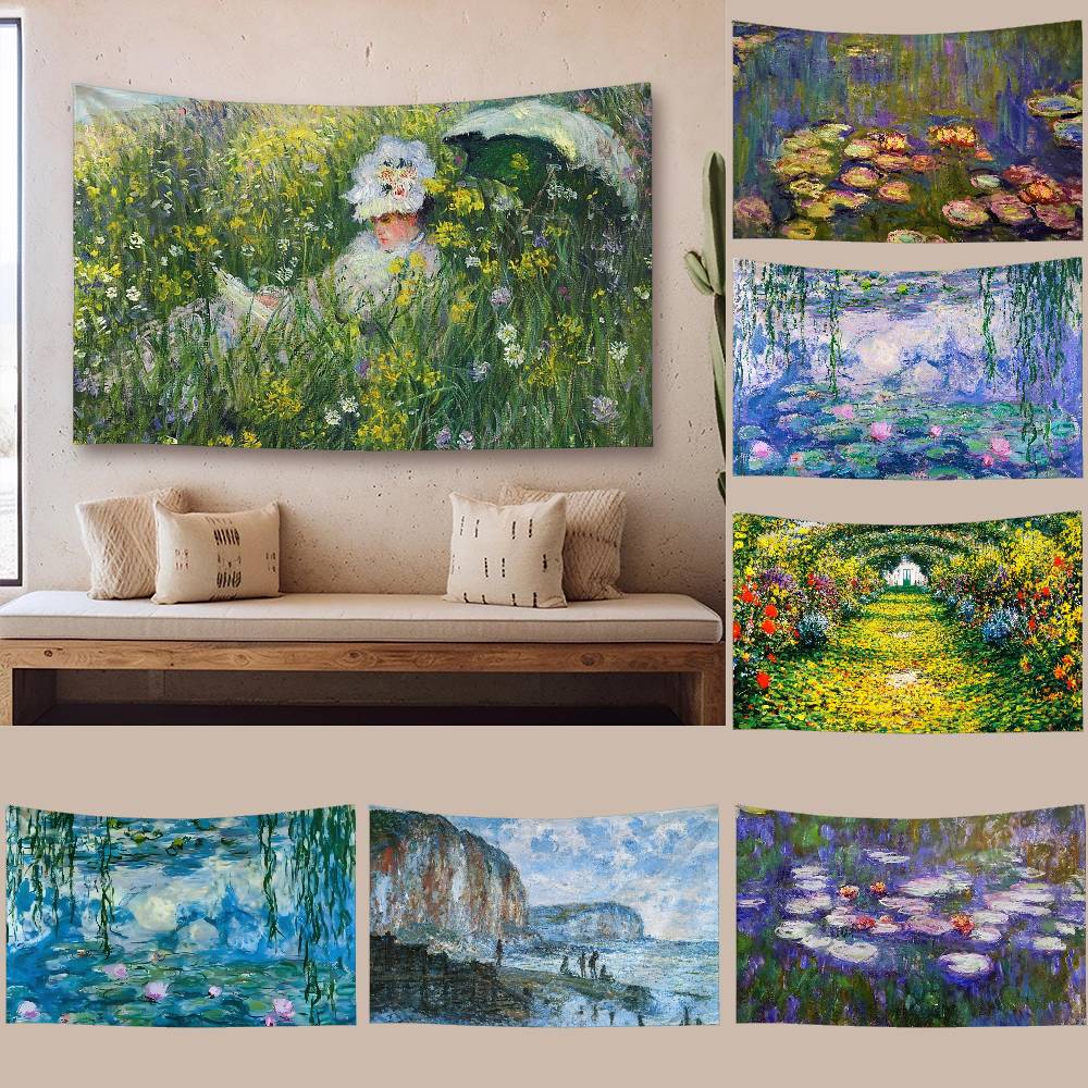 Claude Monet Tapestry Wall Hanging Tapestry Art Deco Blanket Curtain Hanging At Home Bedroom Living Room Decor