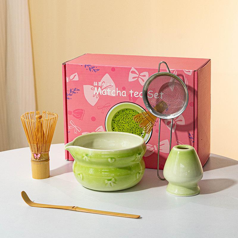 Set Matcha Set Frusta Matcha, Set Matcha in Ceramica 5 Pezzi Kit Matcha Per Amanti del Matcha Kit Matcha