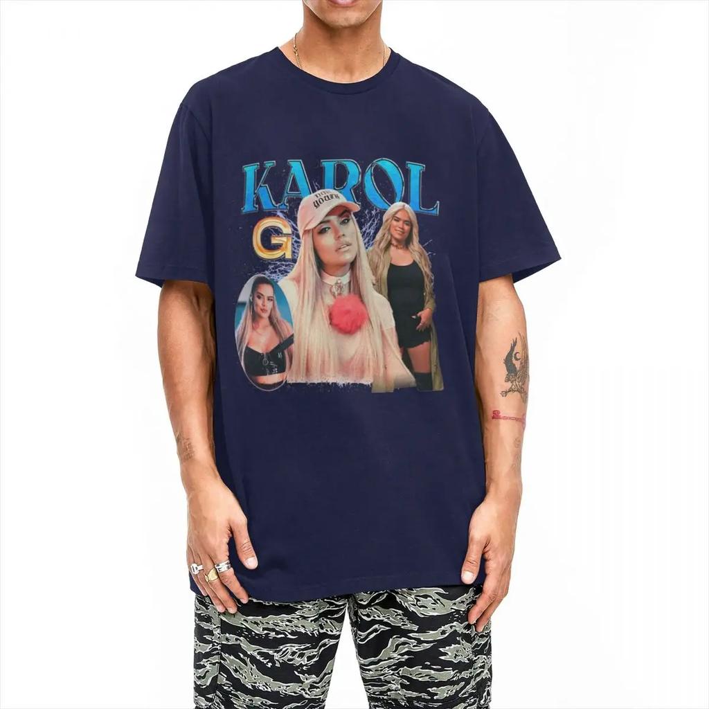 Men's T-Shirts Karol G Bootleg Intage Vintage Cotton Tee Shirt Short Sleeve Bichota Tour T Shirts Round Collar Clothing Gift