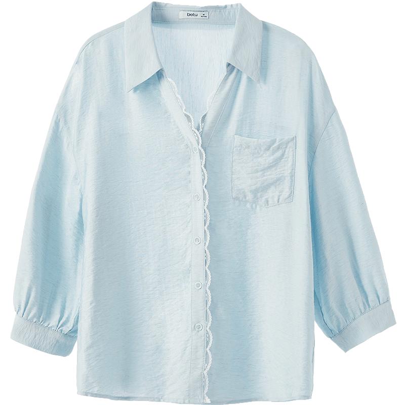

Betu Women s Stylish Lace-Paneled Seven-Sleeve Blouse M