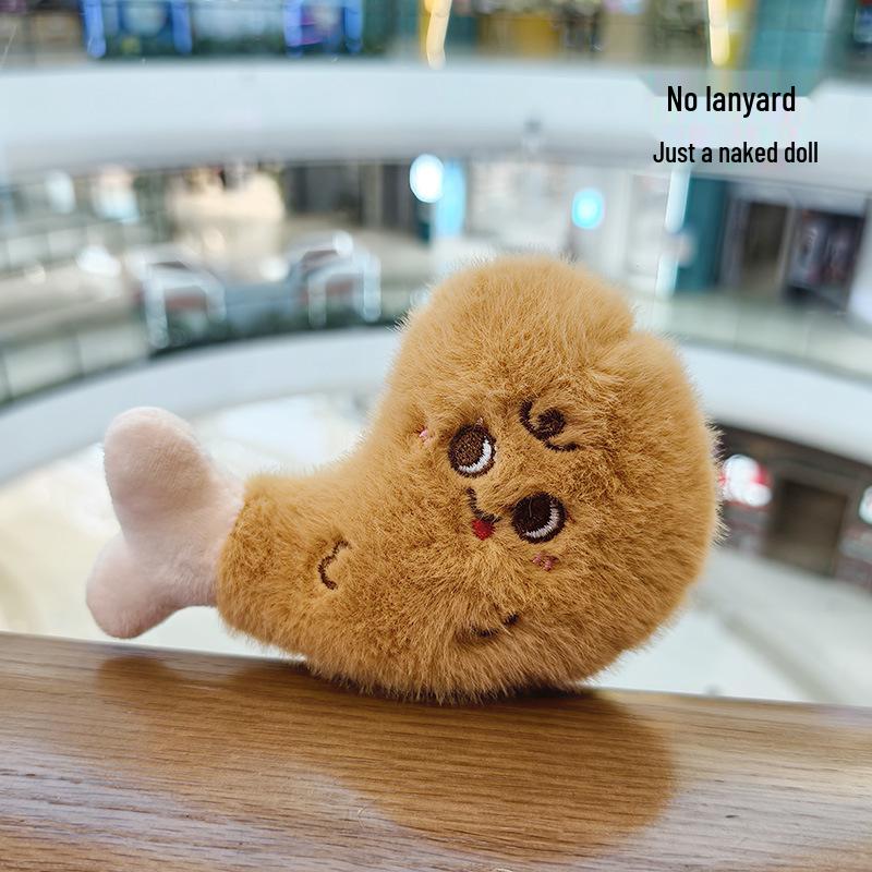 Adorable Hamburger Plush Pendant Doll Keychain with Chicken Leg Decoration