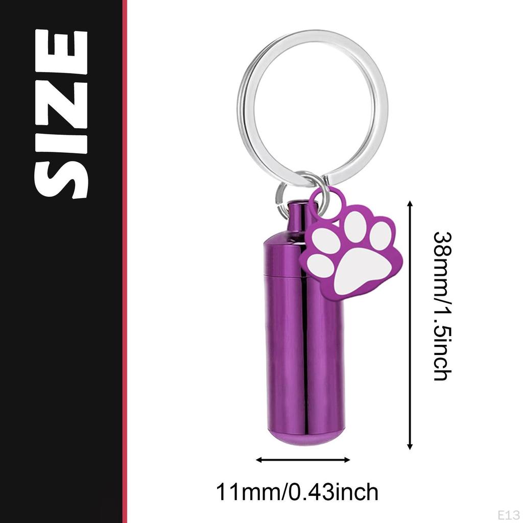 Cremation Jewelry Urn Keychain for Keepsake Key Chain Unique Metal Pet Hair Storage Bottle