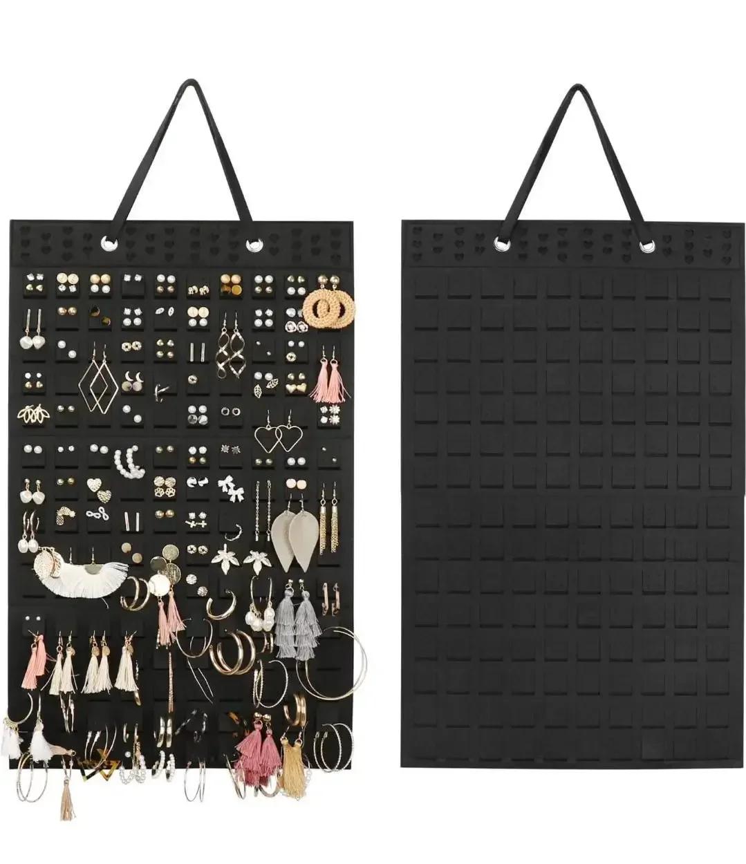 

Jewelry Storage Bag Felt Earring Hanging Bag Hanging Wall Earrings Earrings Storage Storage Tools чёрный