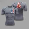 Summer Athletic for Men Compression T-Shirt Breathable Quick-Dry High Elasticity Short Sleeve Tee with Bold Zero Two Graphic Gym