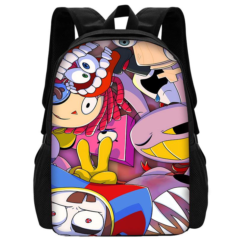 Cartoon A-AmazingS DigitaleS Circus Kind Schoolrugzak met Lunchtassen ,Etui's ,Schooltassen voor Jongens Meisjes Beste Cadeau