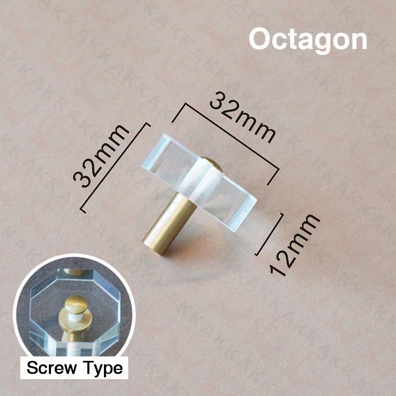 KAK 30mm Crystal Cabinet Knobs and Handle Brass Copper Kitchen Handle Square Cupboard Door Pulls Furniture Knobs Door Hardware