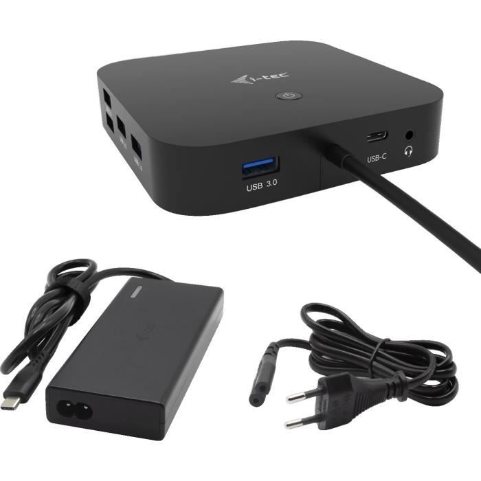 I-tec - USB-C Station d'accueil 2x4K avec Adaptateur Secteur PD 65W