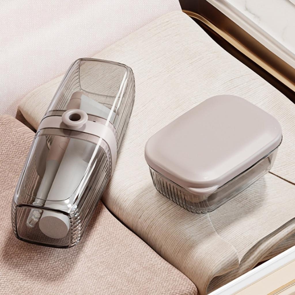 2Pcs Portable Plastic Soap Case With Toothbrush Cup For Backpackers Hotel Stay Gym Use Space Saving Travel Accessories