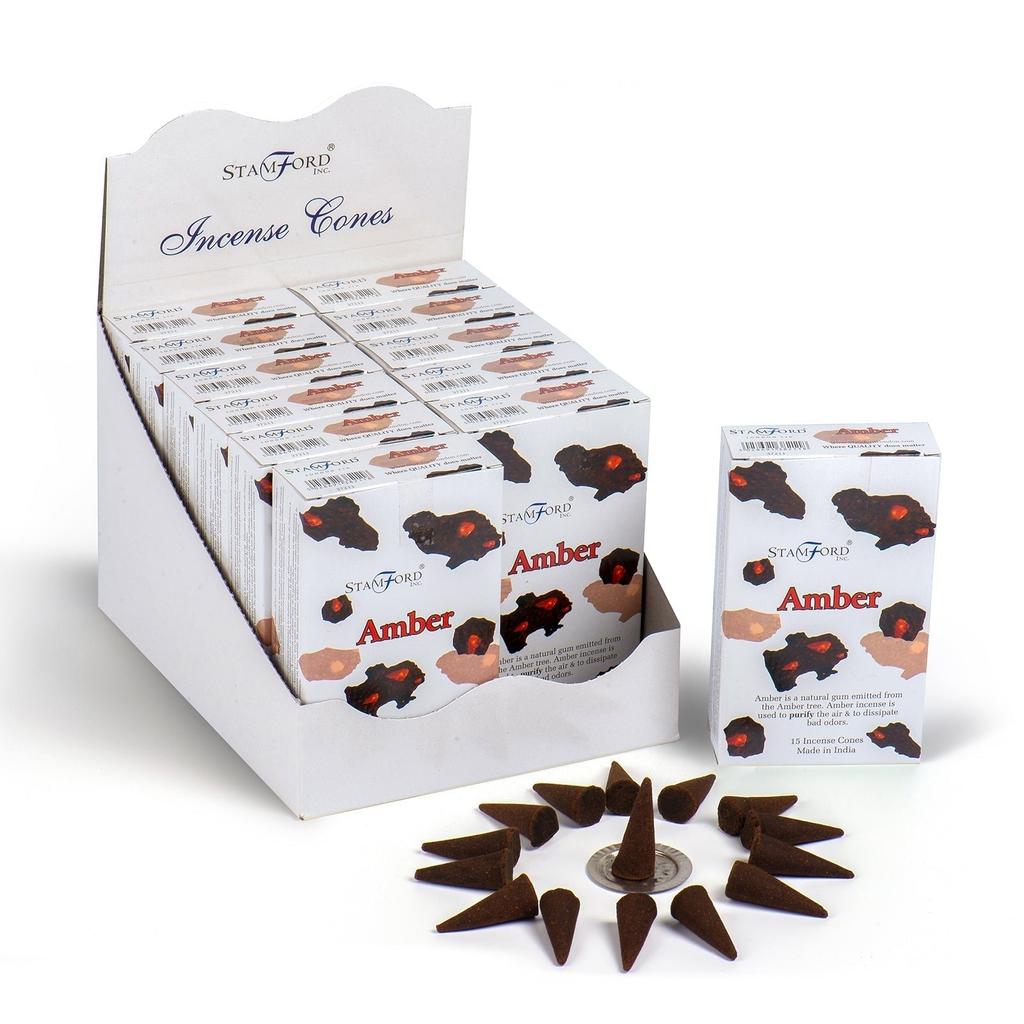 Amber Incense Cones 15 Pack With Holder Stamford